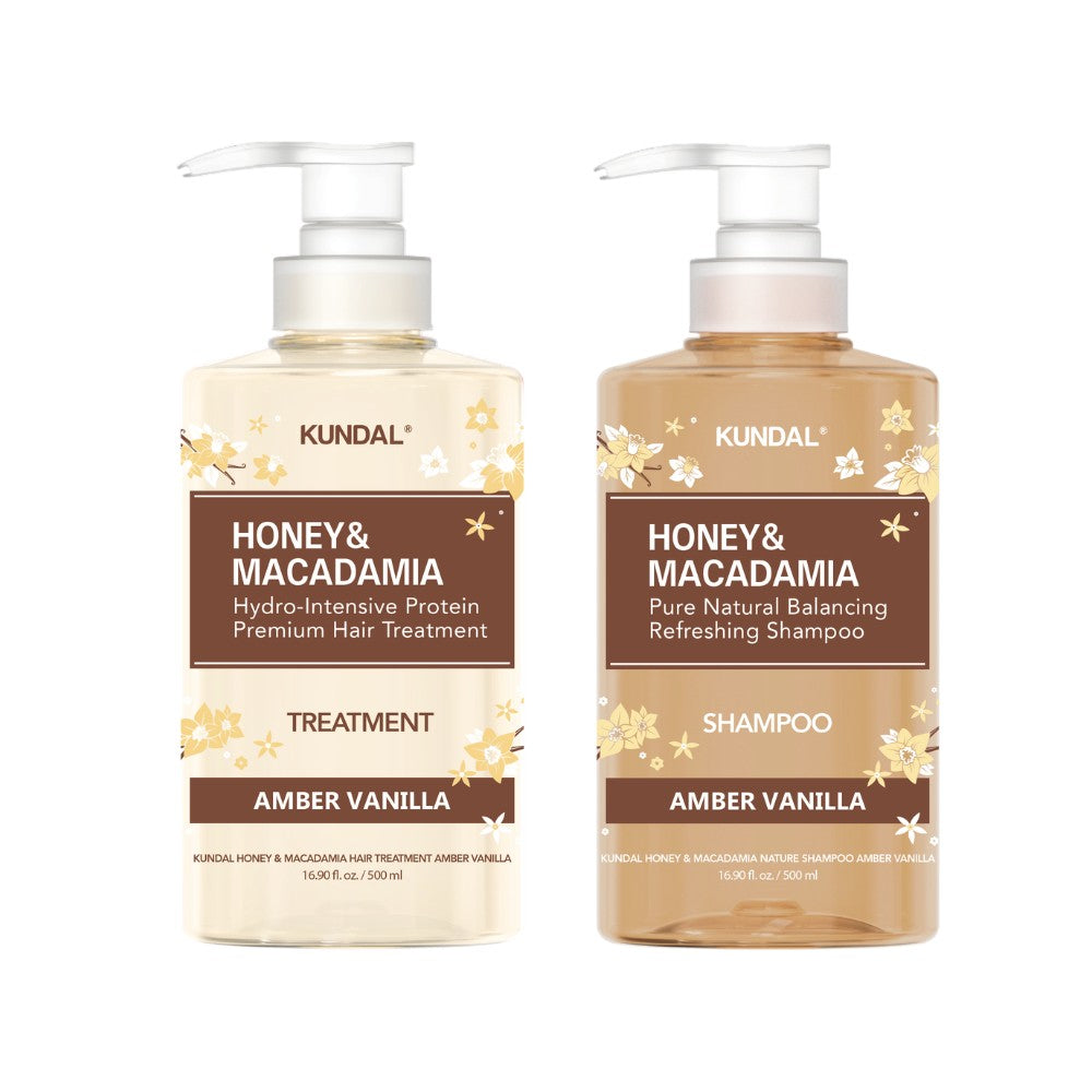 AMBER VANILLA EDITION - HONEY & MACADAMIA SHAMPOO + TREATMENT SET 500ML-KUNDAL-HBYTALA