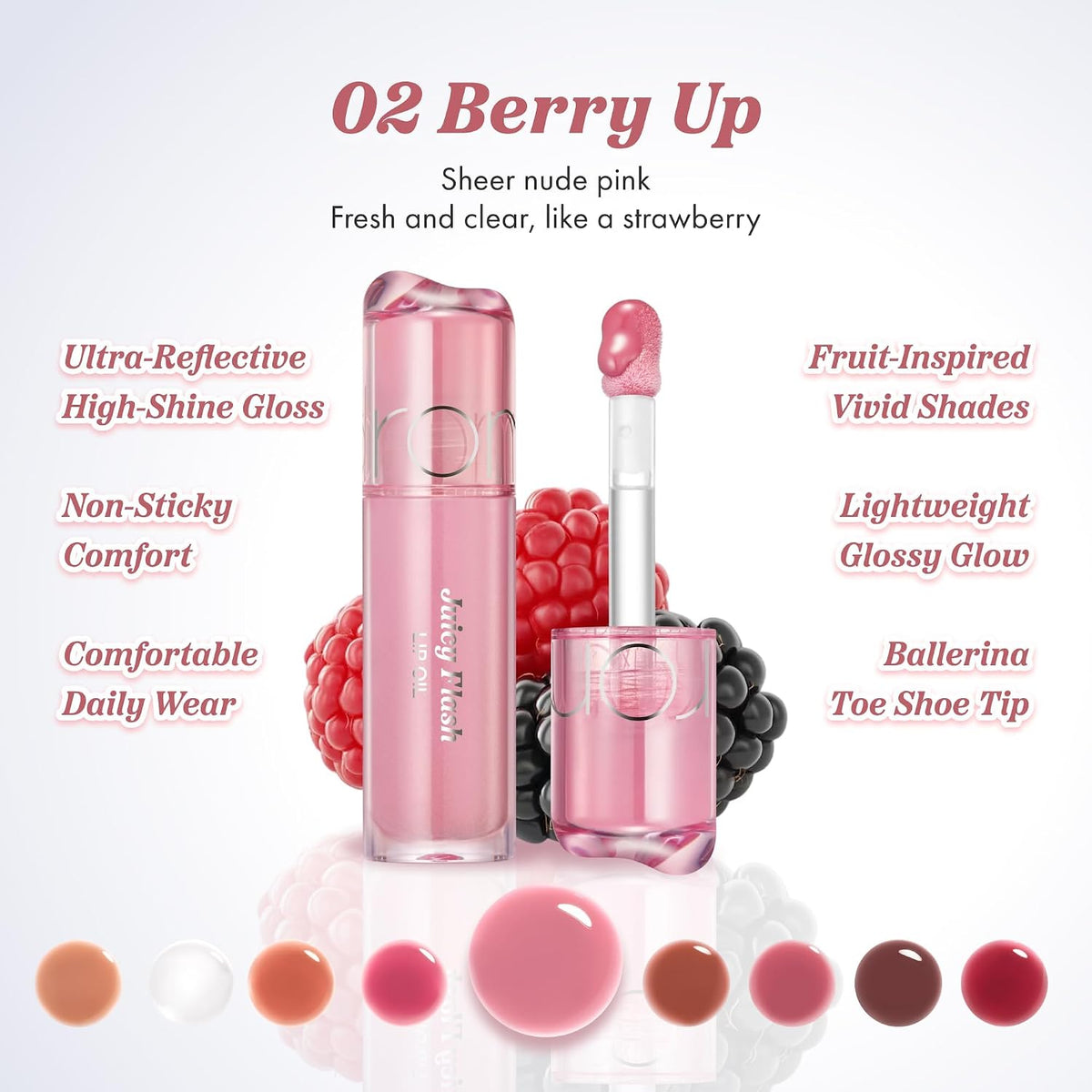 JUICY FLASH LIP OIL (9 SHADES)-ROM&ND-HBYTALA