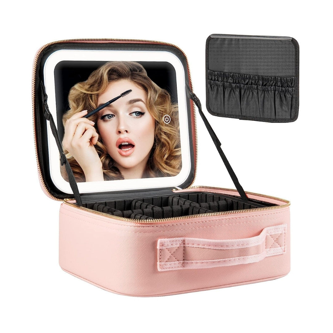 Makeup Travel Train Case with Mirror LED Light-Hbytala-HBYTALA