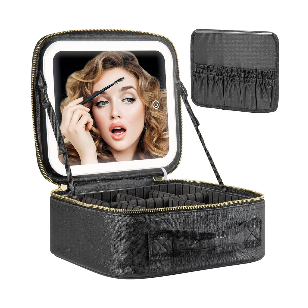 Makeup Travel Train Case with Mirror LED Light-Hbytala-HBYTALA