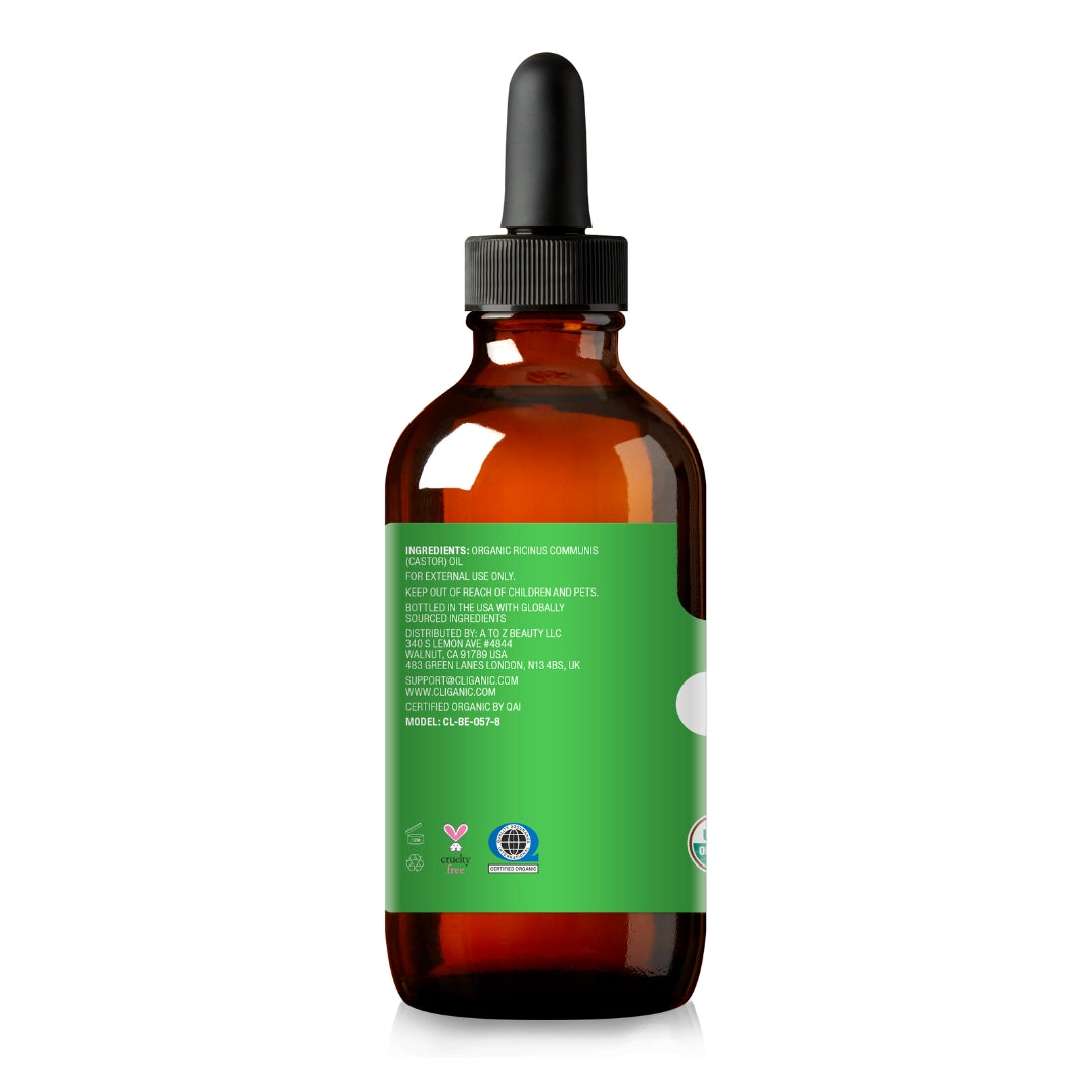 ORGANIC CASTOR OIL WITH EYELASH KIT 4oZ-Cliganic-HBYTALA