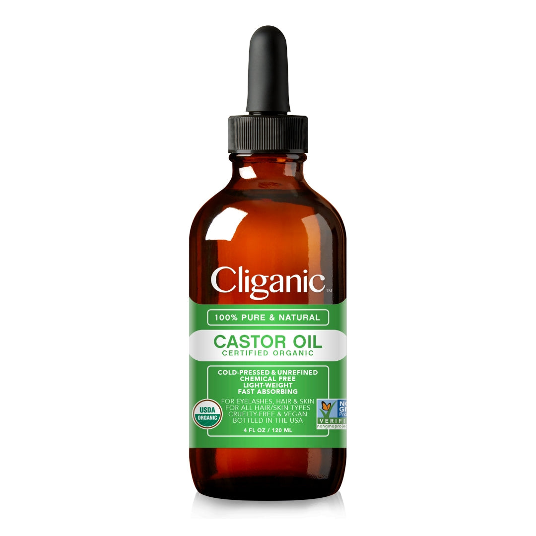 ORGANIC CASTOR OIL WITH EYELASH KIT 4oZ-Cliganic-HBYTALA