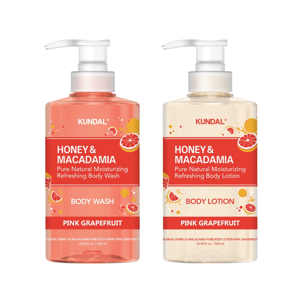 PINK GRAPEFRUIT EDITION - HONEY & MACADAMIA BODY WASH 500ML +LOTION 500ML-KUNDAL-HBYTALA
