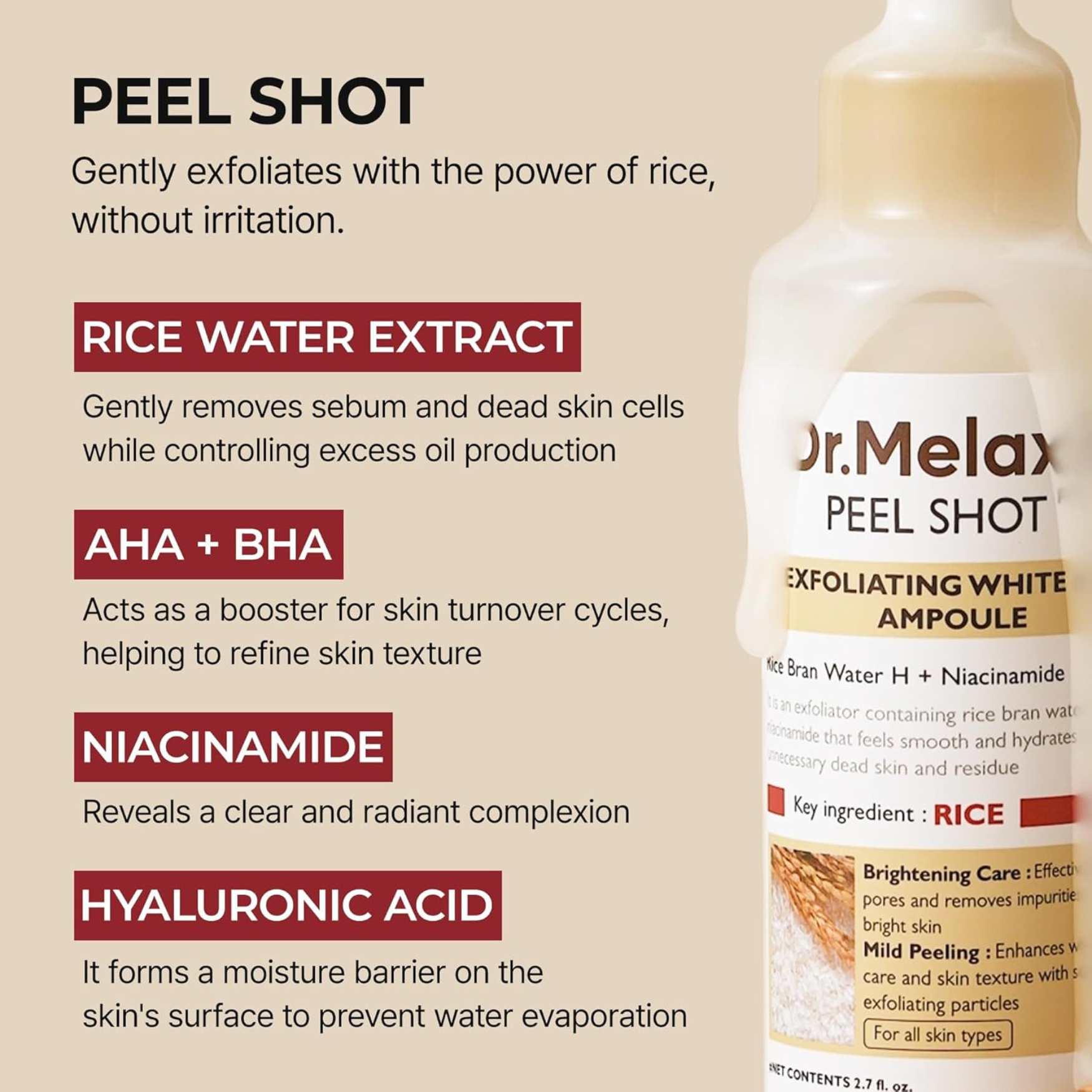 Peel Shot Glow White Rice Peeling Ampoule-DR.MELAXIN-HBYTALA