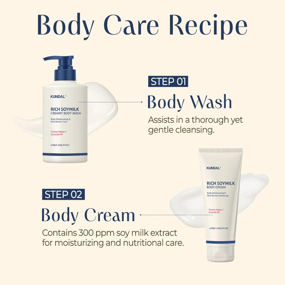 Rich Soy Milk Body Wash 500ML + Body Cream 200ML SET - Mellow Vanilla-KUNDAL-HBYTALA