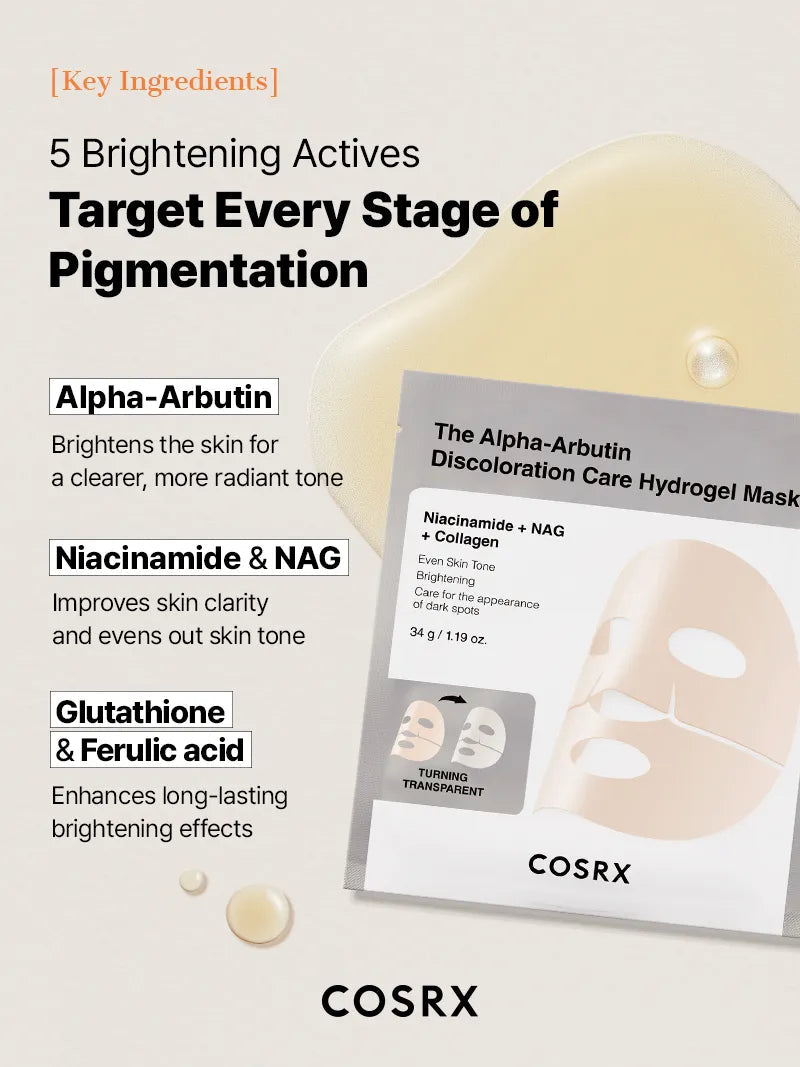 The Alpha-Arbutin Discoloration Care Hydrogel Mask_3ea-COSRX-HBYTALA