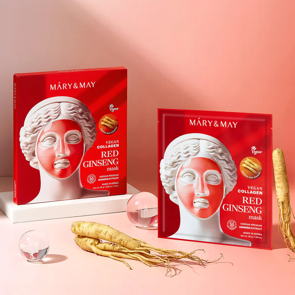 Vegan Collagen Red Ginseng Mask Box of 4 Masks-MARY&MAY-HBYTALA