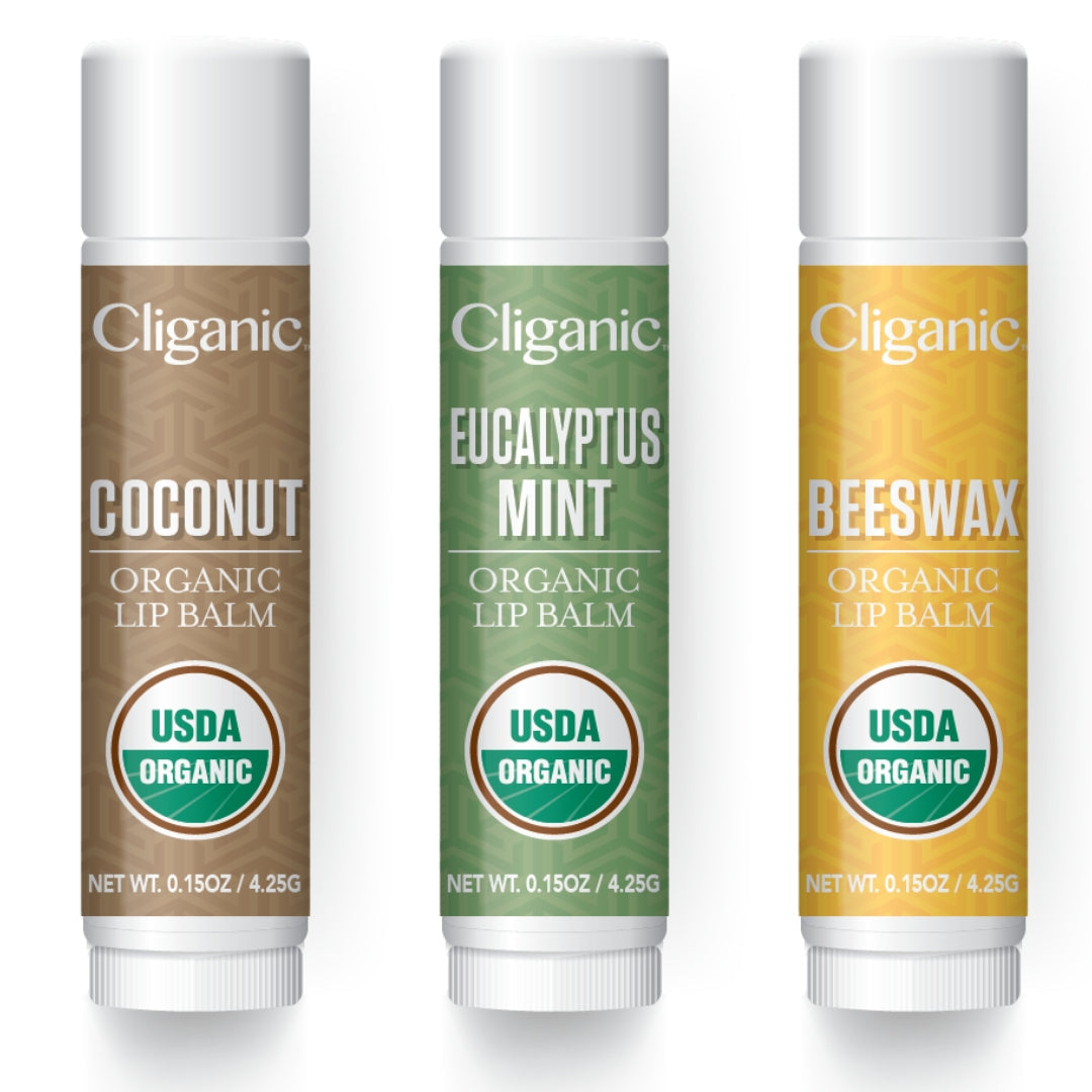 ORGANIC LIP BALM SET, 3 FLAVORS-Cliganic-HBYTALA