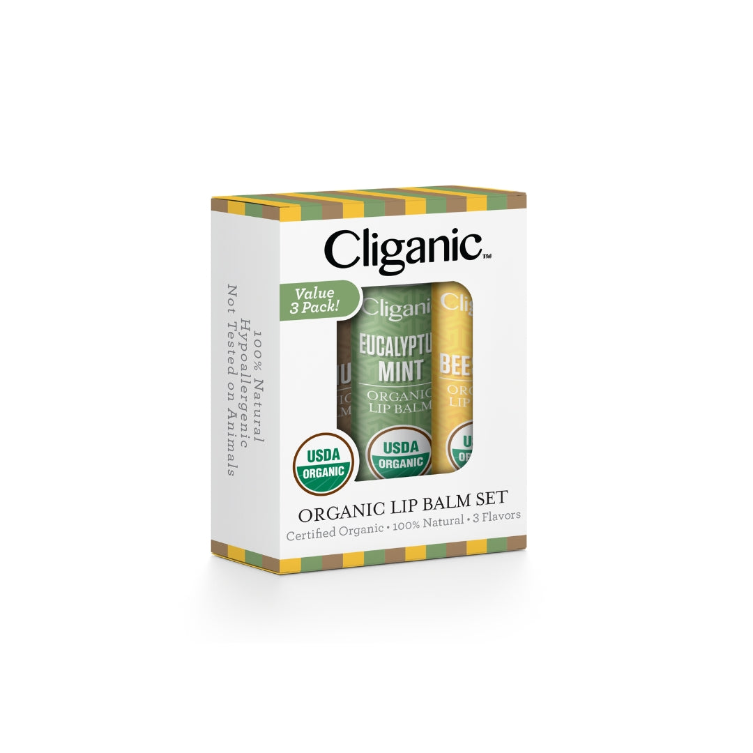 ORGANIC LIP BALM SET, 3 FLAVORS-Cliganic-HBYTALA