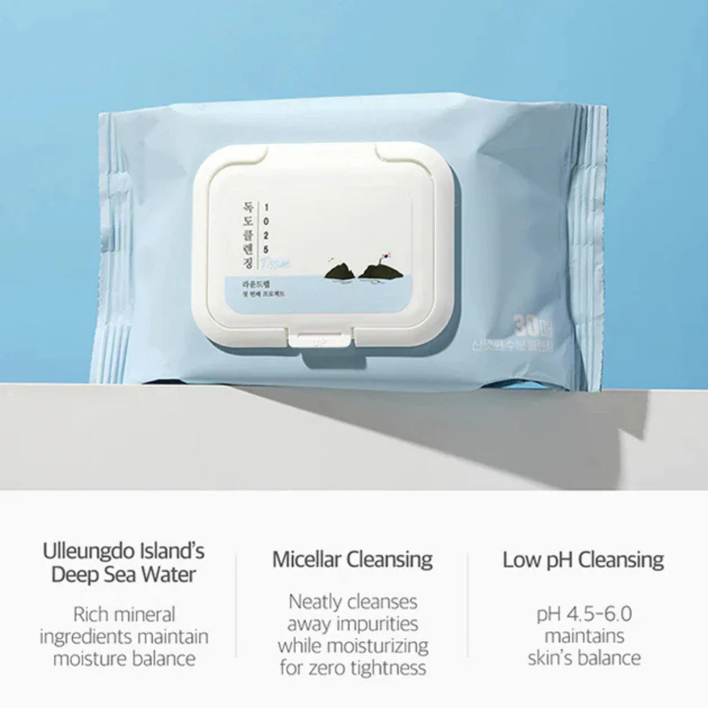 1025 Dokdo Cleansing Tissue 30 pcs-ROUND LAB-HBYTALA