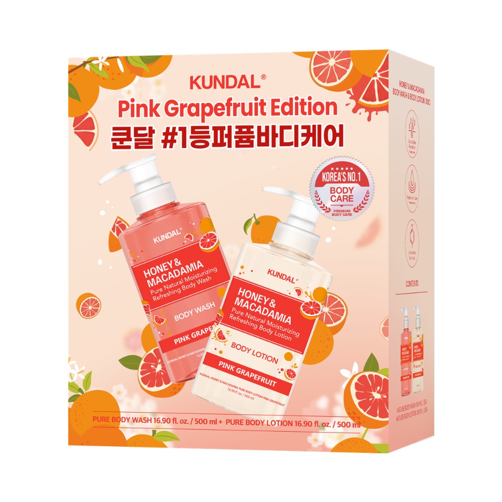 PINK GRAPEFRUIT EDITION - HONEY & MACADAMIA BODY WASH 500ML +LOTION 500ML