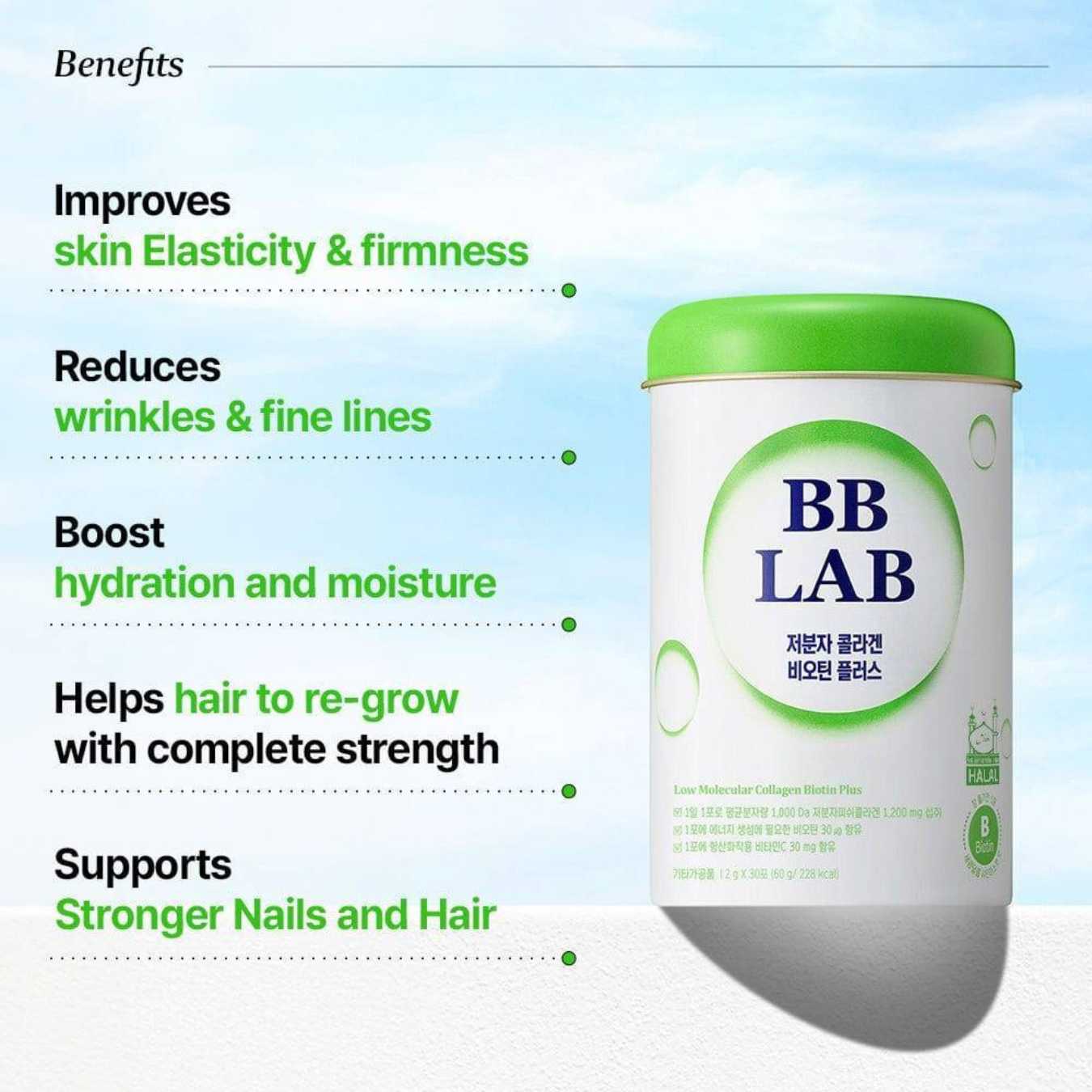 Beauty & Strength – 3 Months of Halal Collagen Biotin Plus-BB LAB-HBYTALA