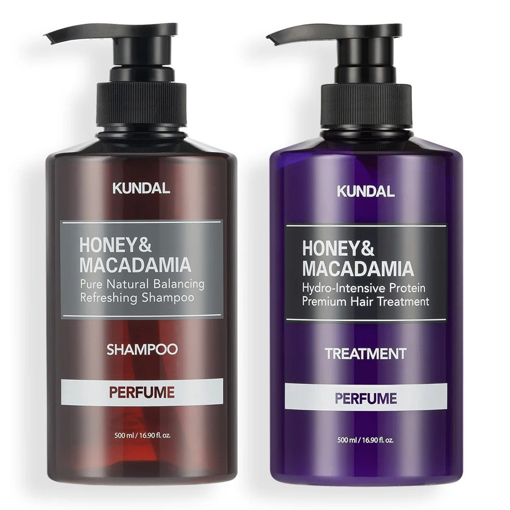 Honey & Macadamia Pure Natural Shampoo 500ml + Protein Premium Treatment 500ml SET-KUNDAL-HBYTALA