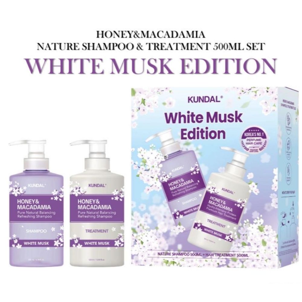 Honey & Macadamia White Musk Edition ( Shampoo + Treatment) 500ml Set-KUNDAL-HBYTALA