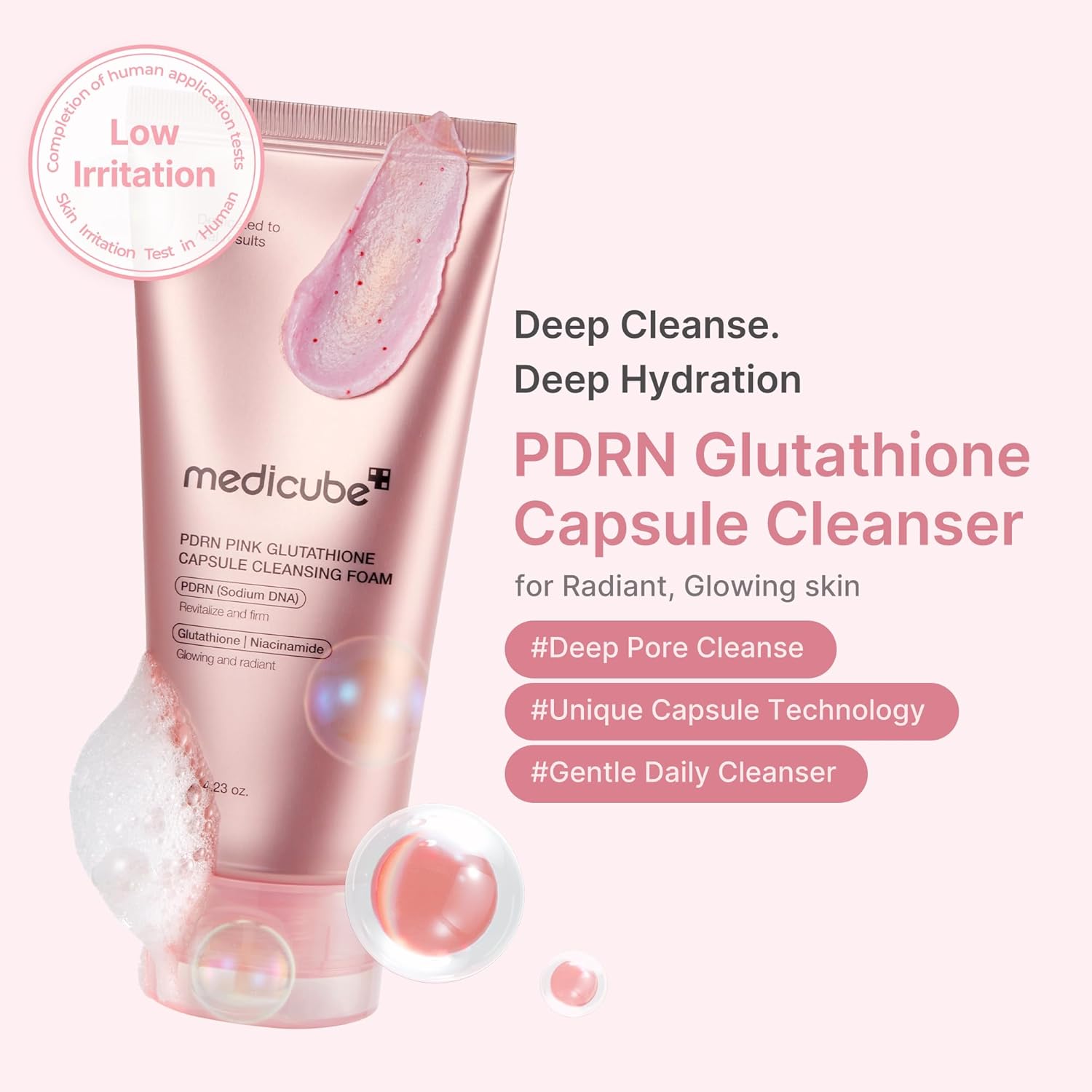 PDRN Pink Glutathione Capsule Cleansing Foam-MEDICUBE-HBYTALA