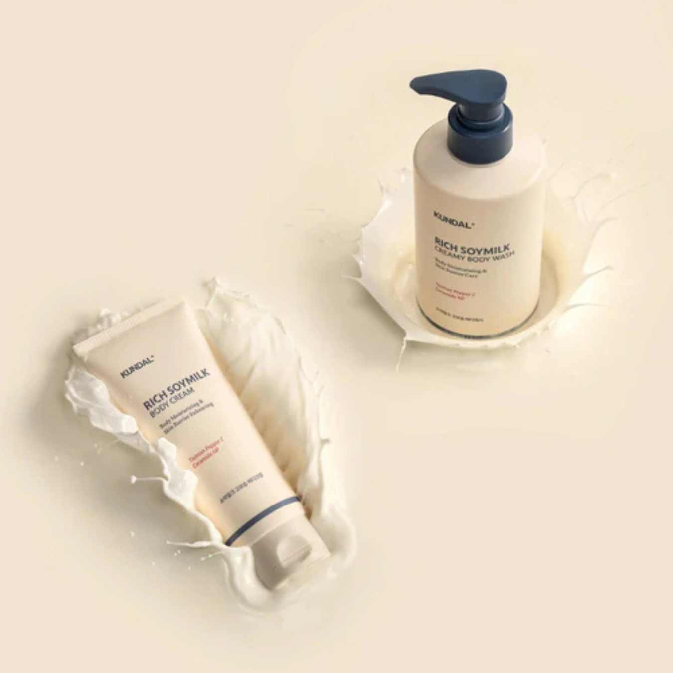 Rich Soy Milk Body Wash 500ML + Body Cream 200ML SET - Mellow Vanilla-KUNDAL-HBYTALA