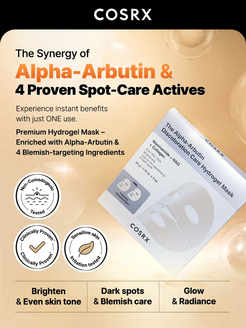 The Alpha-Arbutin Discoloration Care Hydrogel Mask_3ea-COSRX-HBYTALA