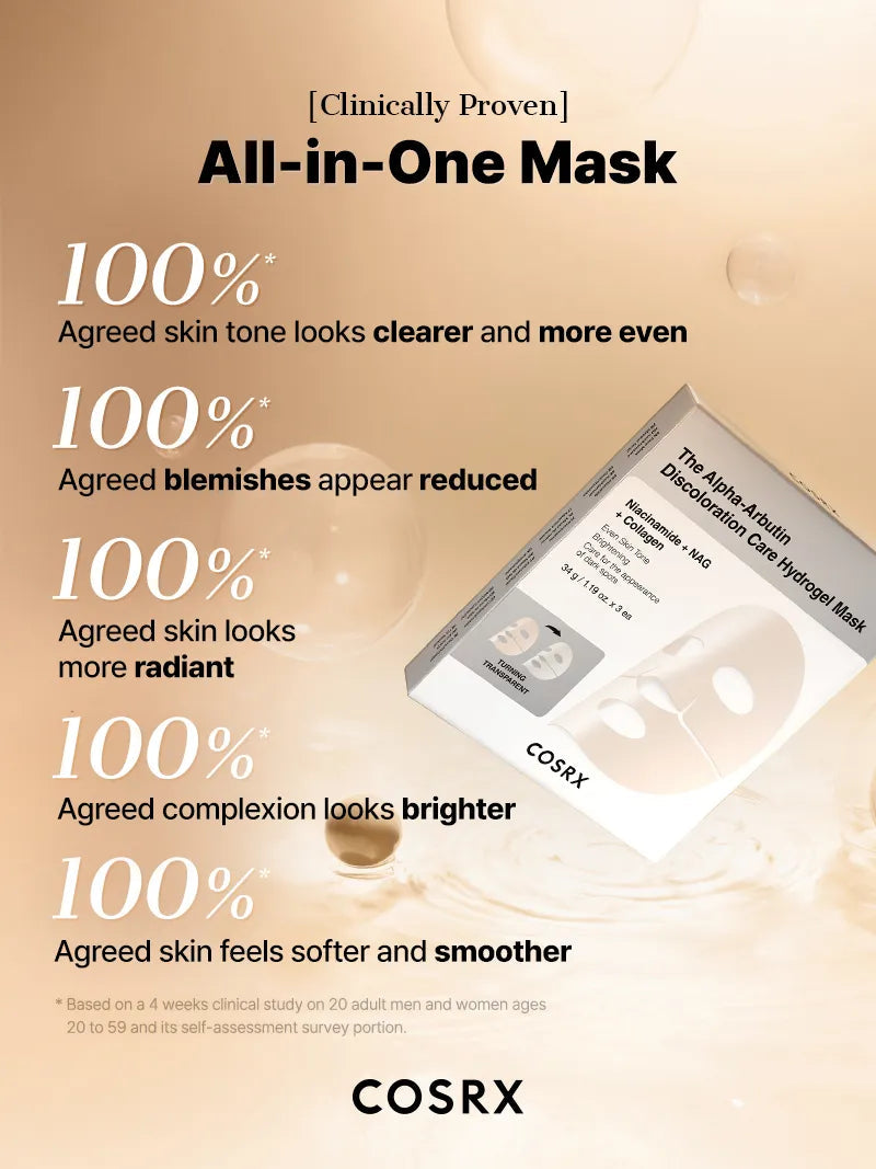 The Alpha-Arbutin Discoloration Care Hydrogel Mask_3ea-COSRX-HBYTALA