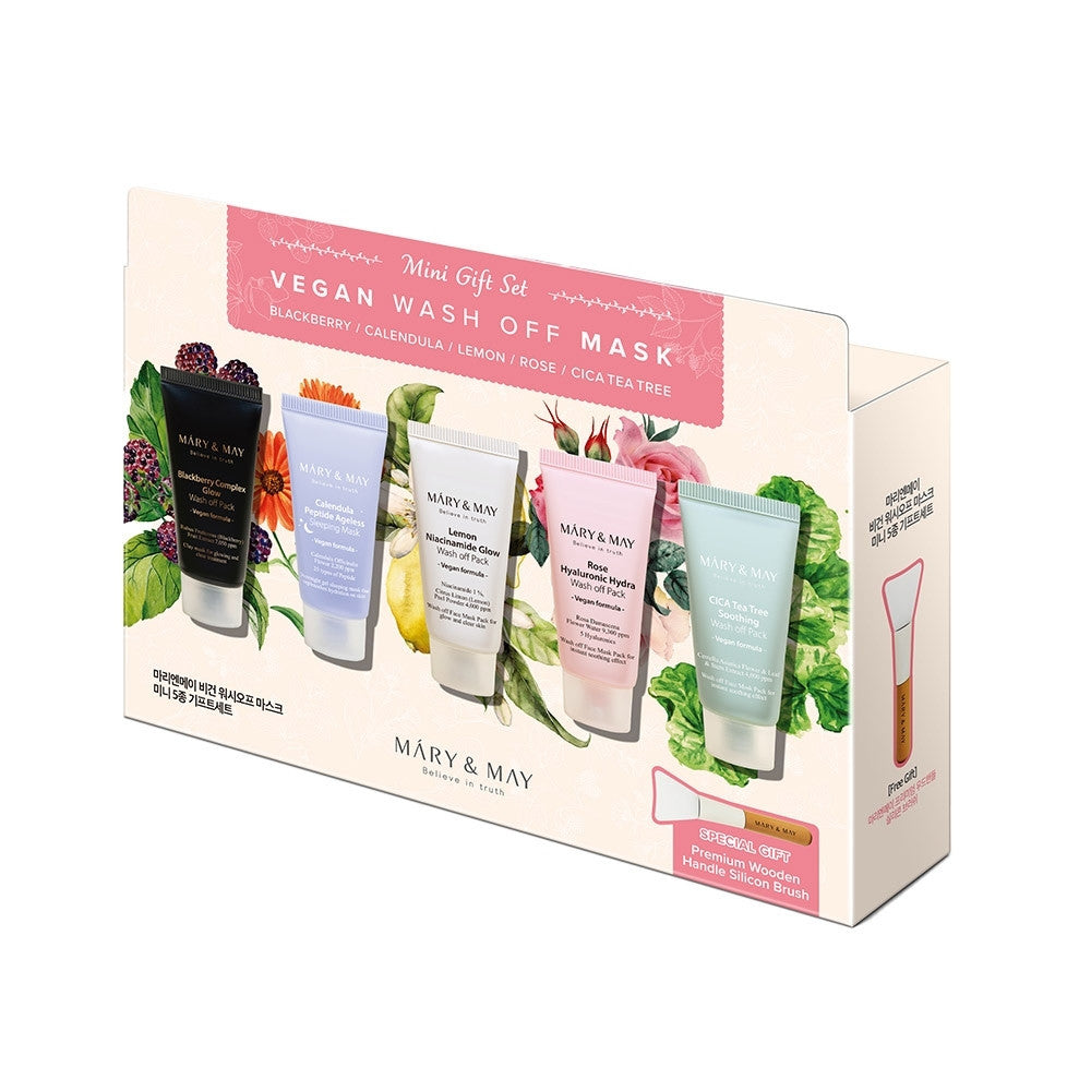 Vegan Wash Off Mask Mini Gift Set (30g x5)-MARY&MAY-HBYTALA